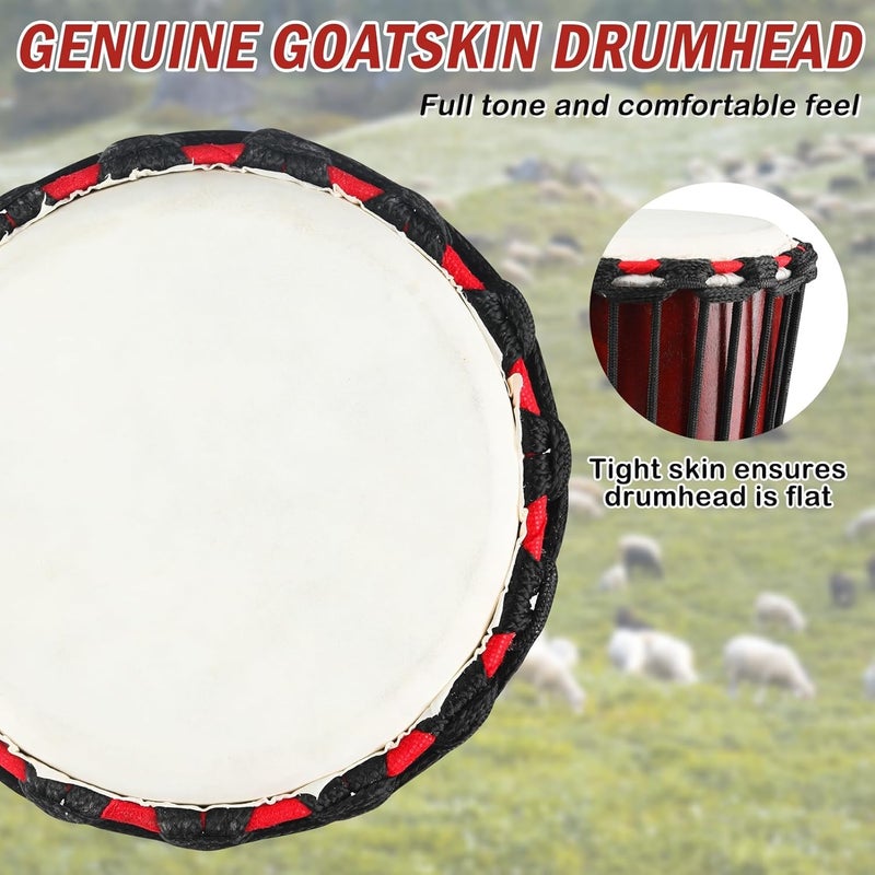 GOGHOST Wood Djembe Drum, 10'' x 19''Carved Mahogany African Drums with Goatskin Drumhead, West African Styled Professional Djembe Hand Drum for Adults Beginners - Image 4
